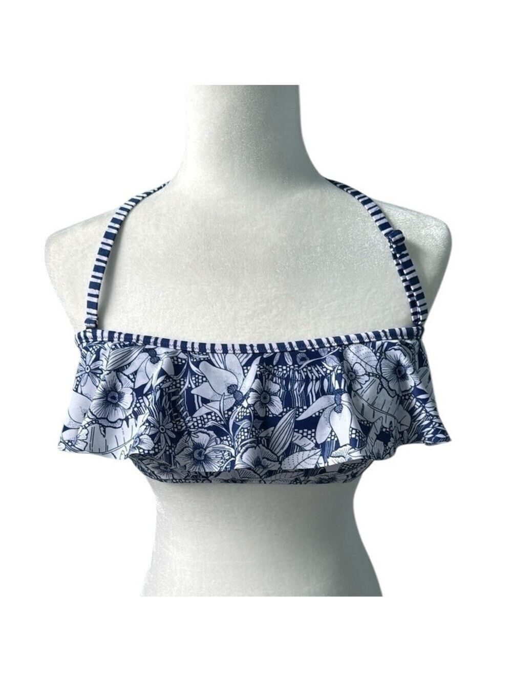 Alana Gunn for Anthropologie Halter Bikini Top Blue and White Size Medium NWT